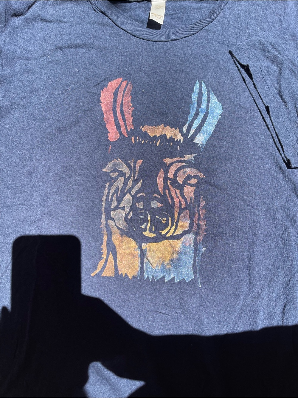 Navy Graphic Llama Tee with Multicolor Accent - Picture 2 of 3